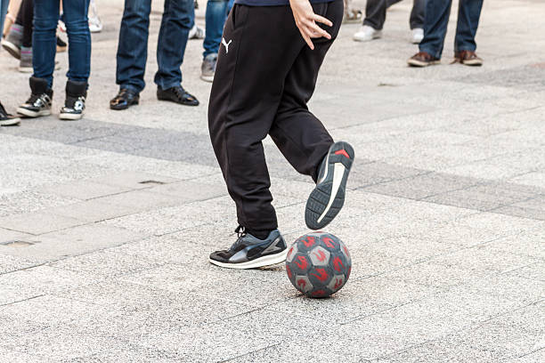 Plovdiv, Bulgaria - May 29, 2015: Demonstration of Panna - new urban game where the players should kick the ball between an opponent's legs - 23 May 2015.
