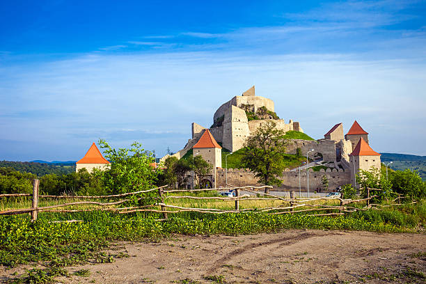 Old medieval fortress in Rupea village stock photo