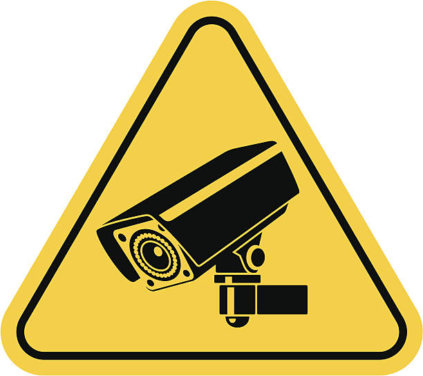 illustrazioni stock, clip art, cartoni animati e icone di tendenza di simbolo di videosorveglianza.  videocamera cctv. - security security guard event protection