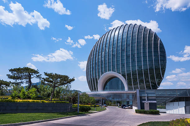 Beijing,China-May 20th,2015:Beijing Oriental sunrise Kempinski hotel in Beijing Huairou District Yanxi Yan Scenic, spherical shape structure,。