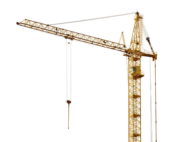외동 격리됨에 어둡습니다 골드 호이스팅 두루미 - derrick crane crane yellow single object 뉴스 사진 이미지