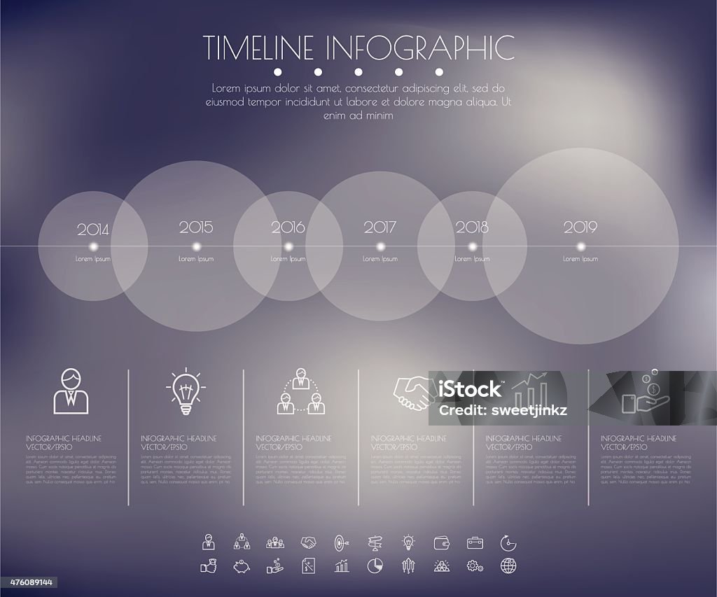 Timeline Circles Infographic. Flat Vector design template. Timeline - Visual Aid stock vector