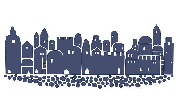 altstadt von jerusalem, silhoutte - jerusalem middle east architecture jerusalem old city stock-grafiken, -clipart, -cartoons und -symbole