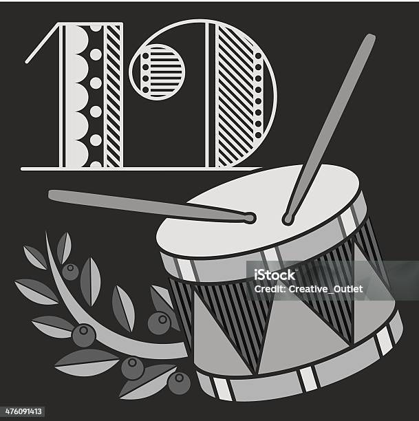 Twelve Days Song12 Stock Illustration - Download Image Now - The Twelve Days Of Christmas, Black Background, Christmas