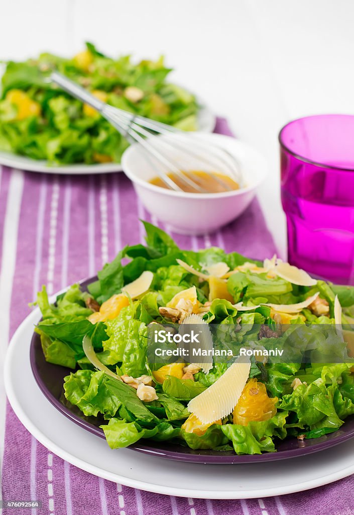 salad with spinach, oranges and nuts 2015 Stock Photo