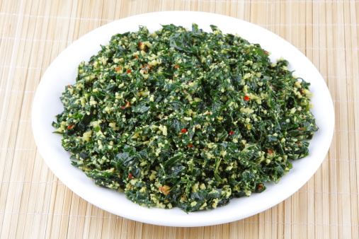 Curry dish made of Moringa leaf.The leaves are the most nutritious part of the plant, source of vitamin C beta-carotene, vitamin K, manganese and protein, among other essential nutrients.