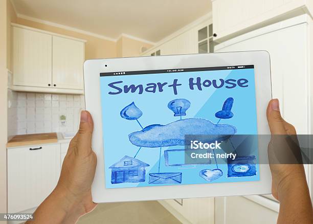 Smart House Stock Photo - Download Image Now - 2015, Blue, Built Structure