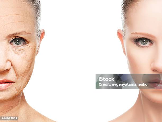 Concept Of Aging And Skin Care Stock Photo - Download Image Now - Aging Process, Human Face, Senior Adult