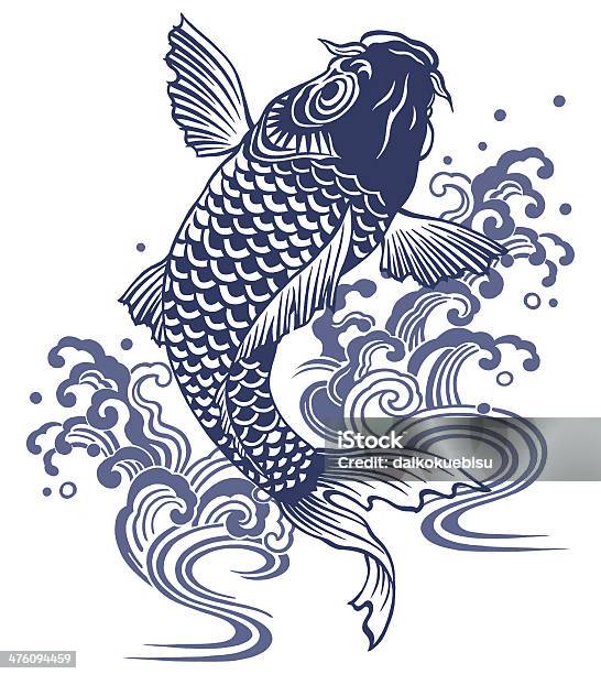 Japanese Carp Stock Illustration - Download Image Now - Animal Markings, Animal Scale, Animals In The Wild