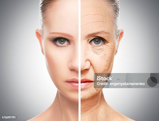Concept Of Aging And Skin Care Stock Photo - Download Image Now - Aging Process, Old, Senior Adult