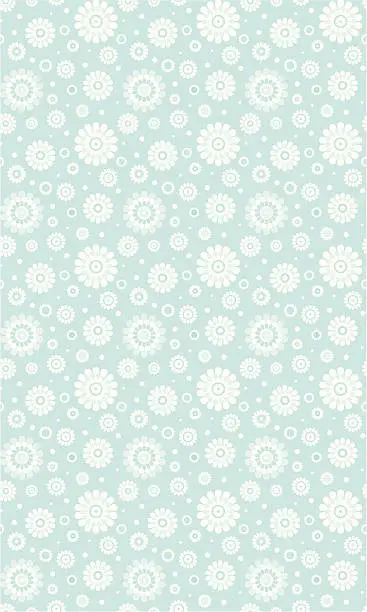 Vector illustration of Blue Daisy & Polka Pattern in Repeat