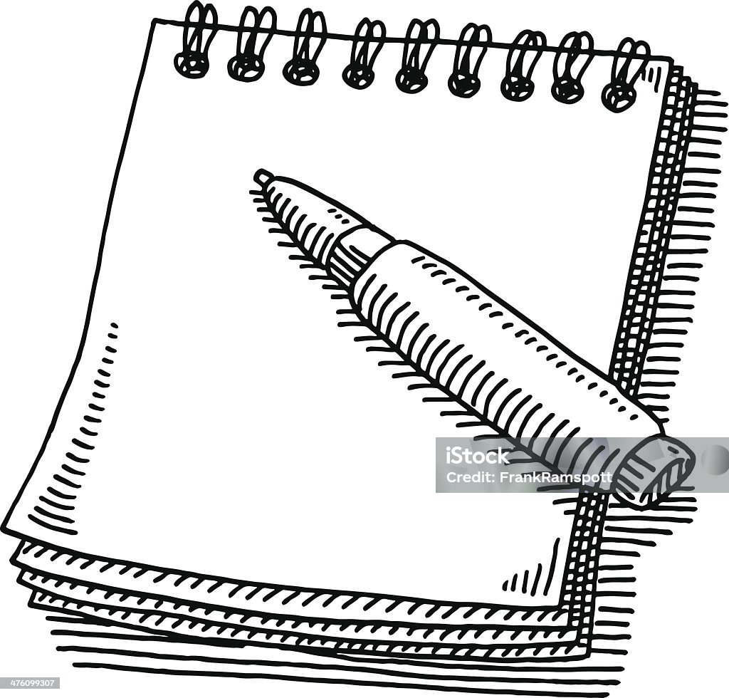 Notepad Pen Drawing Stock Illustration - Download Image Now - Pen, Note Pad,  Paper - iStock