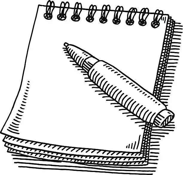 Vector illustration of Notepad Pen Drawing