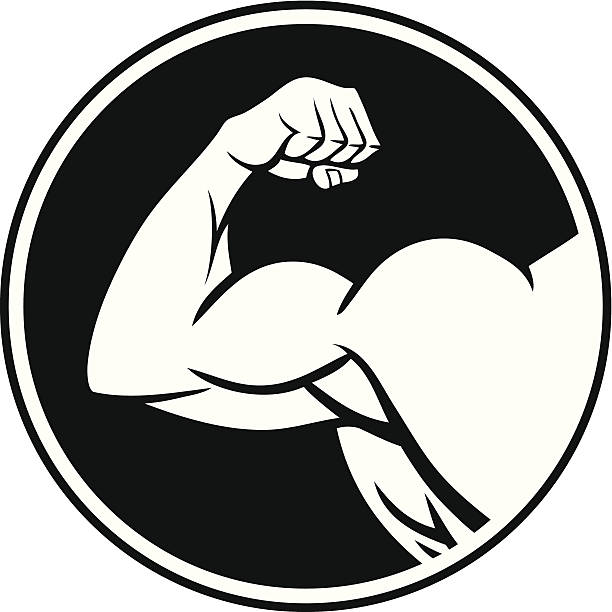 강력한 암 기호까지 - strongman weightlifting human muscle men stock illustrations