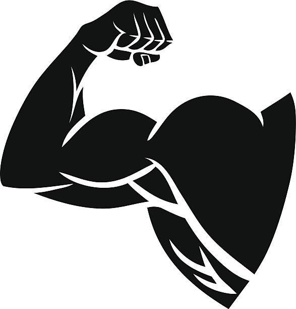 illustrazioni stock, clip art, cartoni animati e icone di tendenza di silhouette strong arm - bicep human arm macho flexing muscles