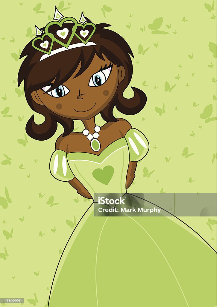 Cute Royal Fairytale Princess Vector Illustration of a Cute Royal Cartoon Fairytale Princess Character. African Ethnicity stock vector