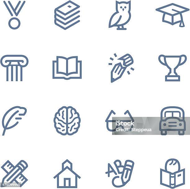 Education Line Icons Stock Illustration - Download Image Now - Icon Symbol, Mortarboard, Eyeglasses