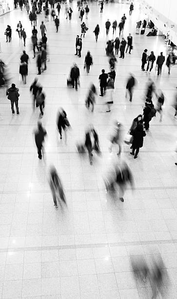 Crowd of commuters Crowd of commuters in motion blur seoul bus stock pictures, royalty-free photos & images