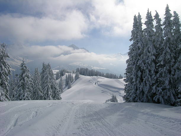 зима в gstaad - bernese oberland gstaad winter snow стоковые фото и изображения