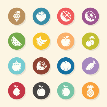 Fruit Icons Color Circle Series Vector EPS10 File.