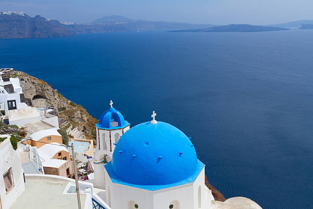 istock view of caldera with blue domes, Santorini 476103508