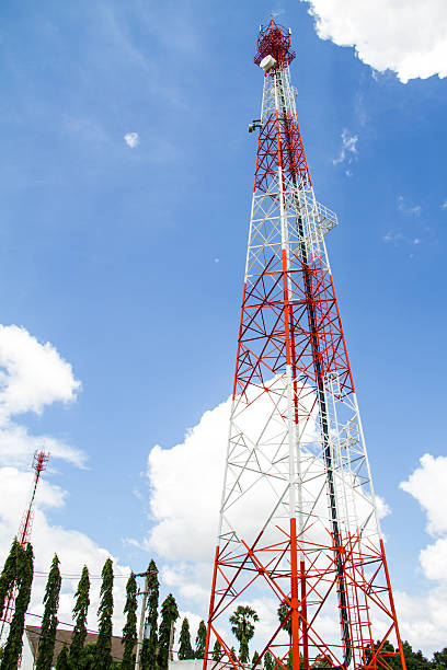 istock Telecommunications tower with blue sky and cloud 476108027