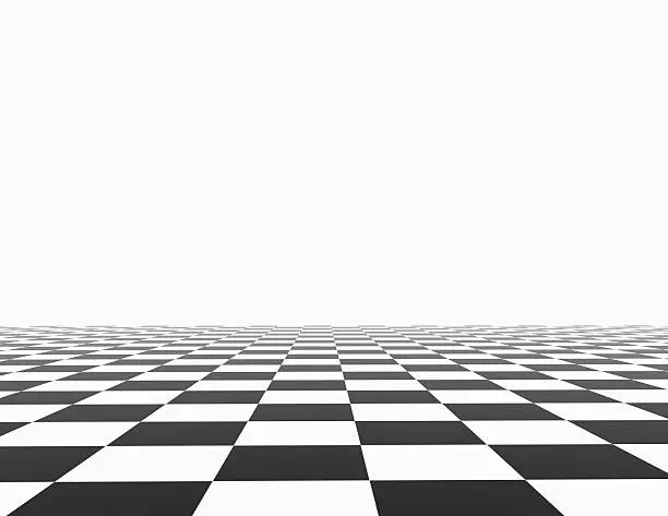 Chess board with white background template with empty copy space.