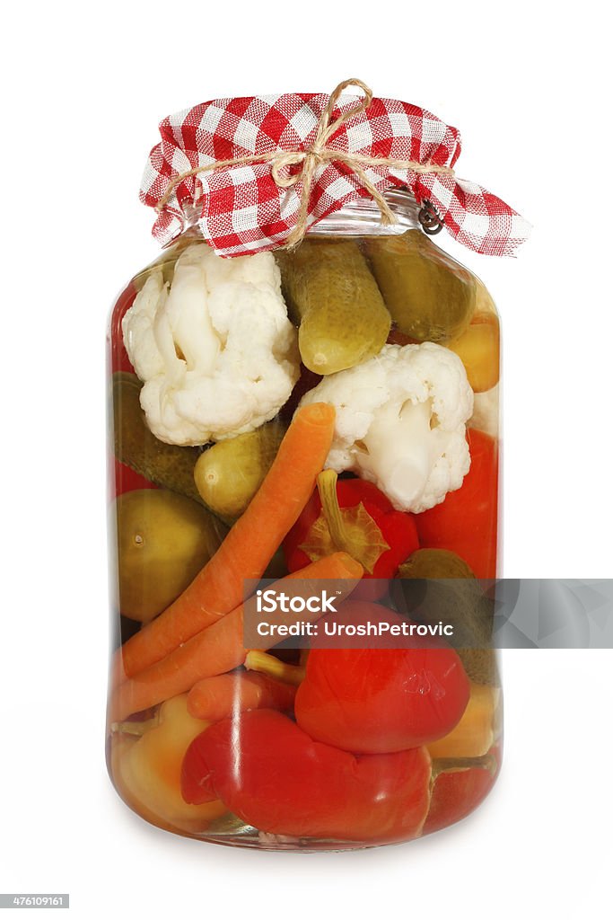 Mix de legumes em conserva no pote de vidro - Foto de stock de Alimentação Saudável royalty-free