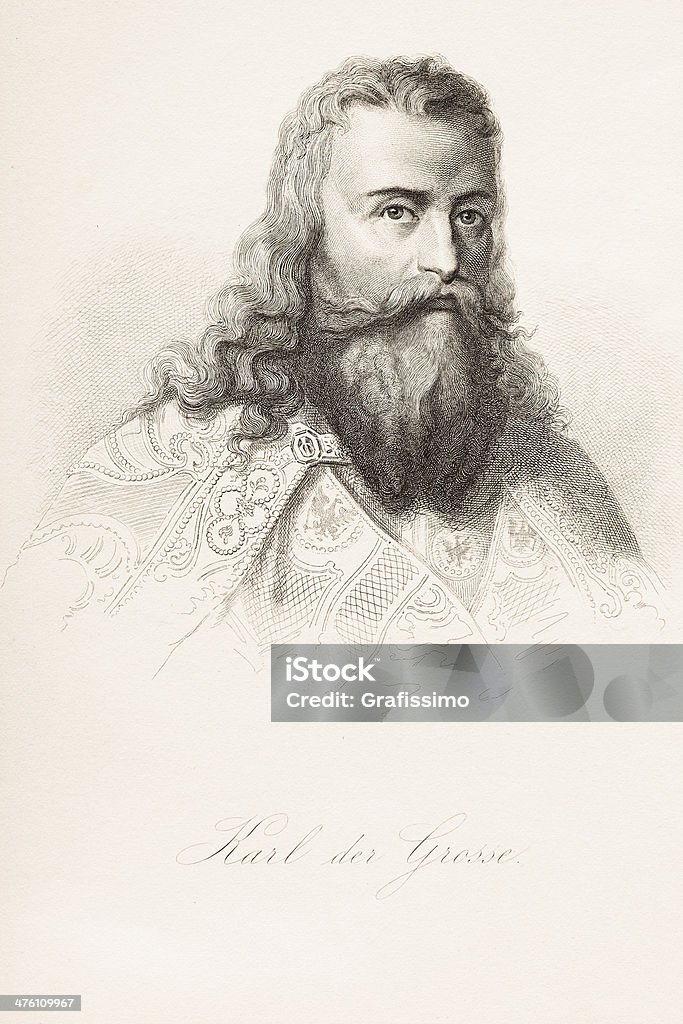 Entalhes de Charles o grande desde 1882 - Ilustração de Carlos Magno - Realeza royalty-free