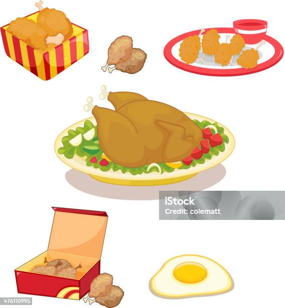 Ilustración de Pollo y más Vectores Libres de Derechos de Nugget de pollo - Nugget de pollo, Aceite para cocinar, Alimento