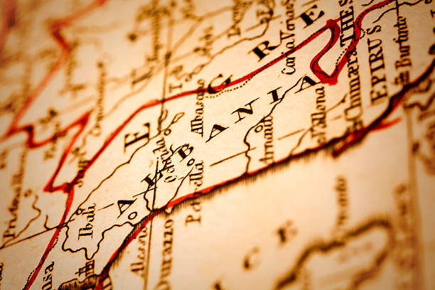 istock Albania on an Antique map 476111472