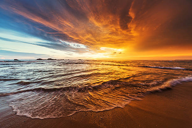 pôr do sol sobre o oceano índico - horizon over water sand beach sea imagens e fotografias de stock