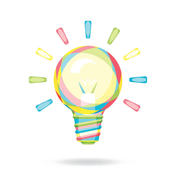 ilustrações de stock, clip art, desenhos animados e ícones de lâmpada de luz colorido - light bulb business wisdom abstract