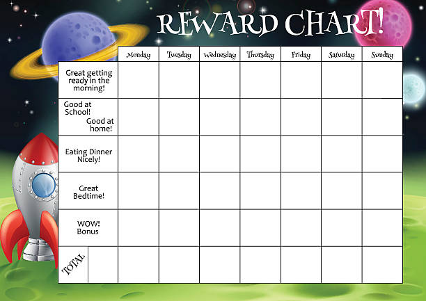 Childs Reward or Chore Chart A childs reward or chore chart with spaces for stickers or stars chores stock illustrations