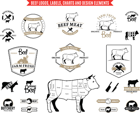 Beef Menu Label Beef Labels Charts And Design Elements Stock Illustration - Download ...