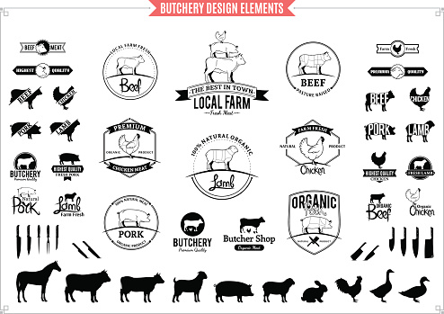 Lots of butchery design elements for your work.