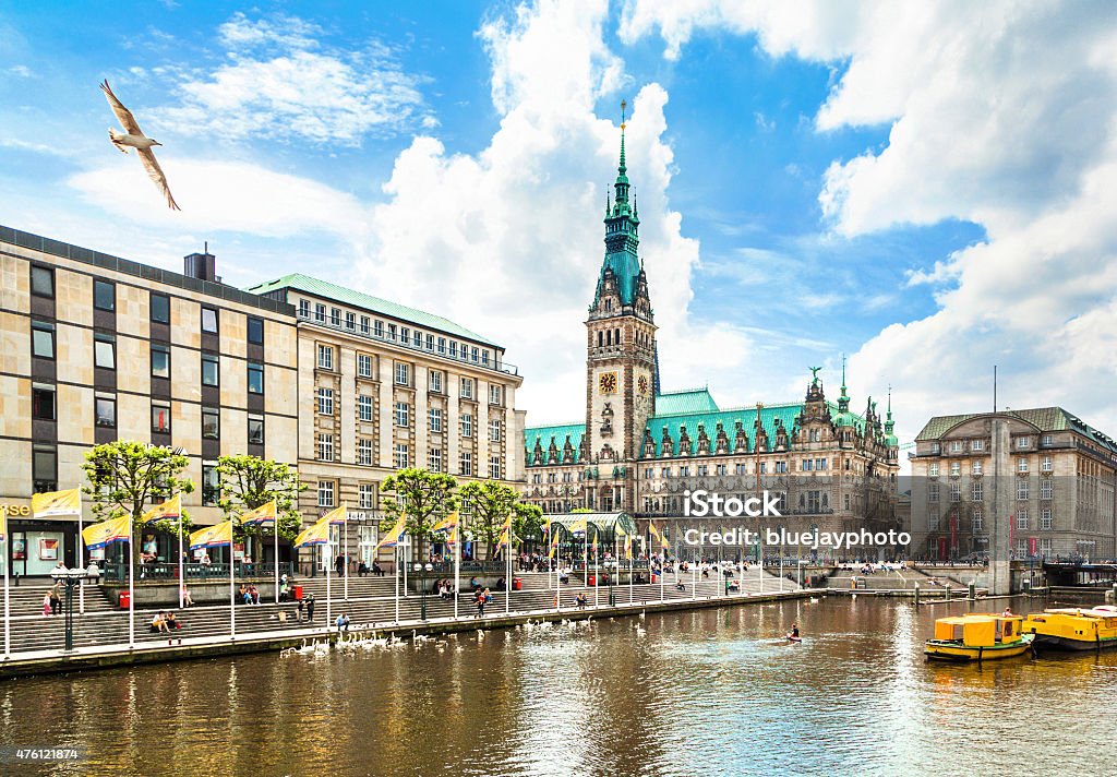 Hamburg Innenstadt mit Rathaus und Alster Fluss, Deutschland - Lizenzfrei Deutschland Stock-Foto