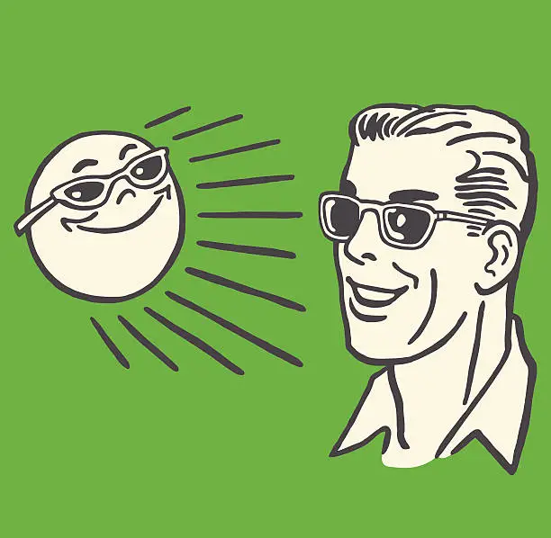 Vector illustration of Man and Sun Wearing Sunglasses