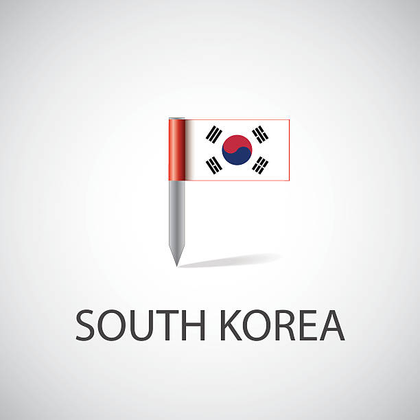 korei południowej flaga pin - south korea stock illustrations