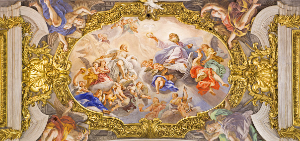 Rome - The detail of fresco on ceiling of church Chiesa del Jesu \