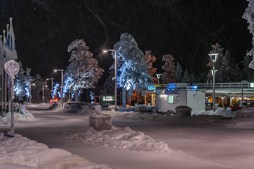 Saariselkä, Finland - November 28, 2010: it's snowing in the village of Saariselkä. Saariselkä. Finland.