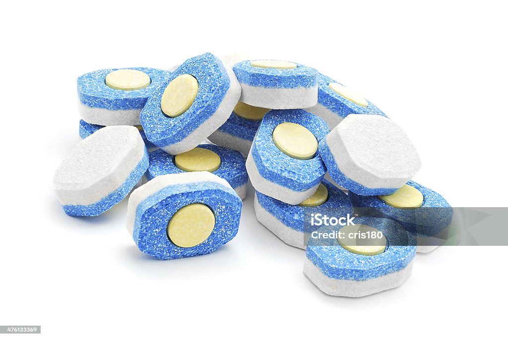 water softener water softener tablets on white Crockery Stock Photo