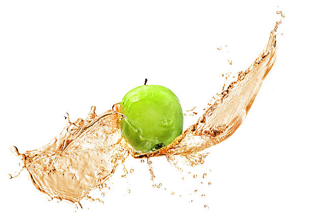apple that is cleared with a splash isolated on a white background