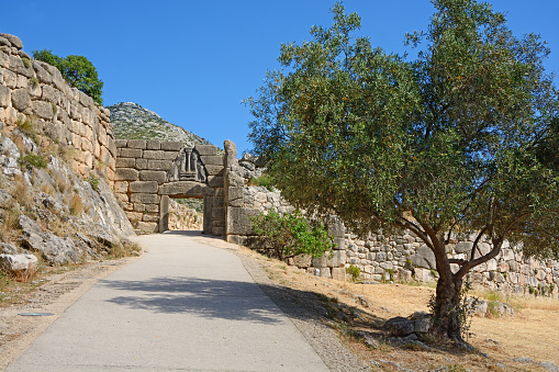 Lion Gate in Mycenae fortress (Greece)