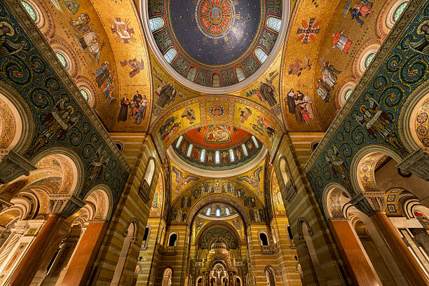 Cathedral Basilica of Saint Louis St. Louis, Missouri, USA - May 27, 2015: Ceiling of the Cathedral Basilica of Saint Louis in St. Louis, Missouri basilica stock pictures, royalty-free photos & images
