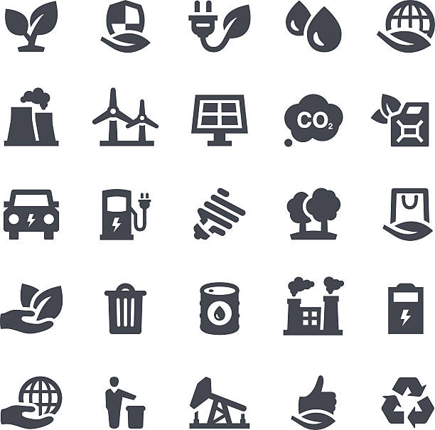 ecology icons - karbondioksit stock illustrations