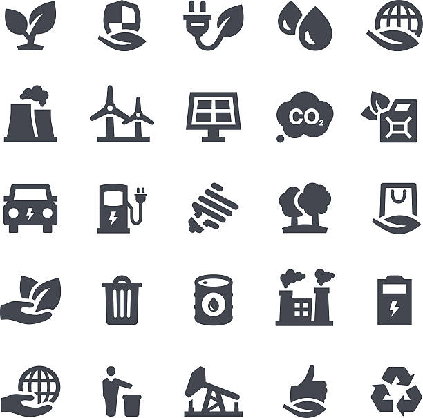 Ecology Icons Environment, ecology, icons, eco, bio, icon, icon set, bio fuel, green energy environmental icons stock illustrations