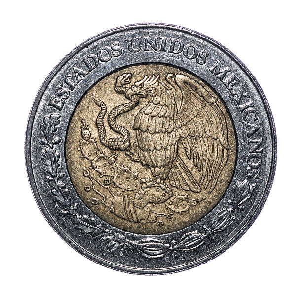 2 Mexican Dollars coin isolated on white (1998)