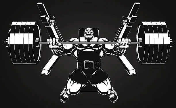 Vector illustration of Bodybuilder with a barbell