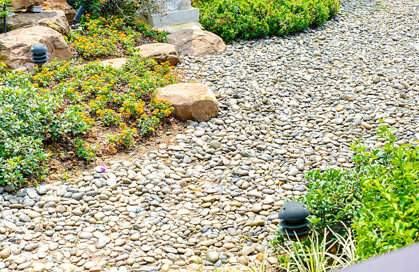 Pebble walk way in Chinese garden.